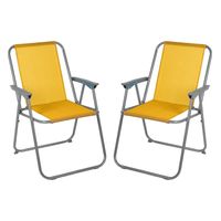 Sunnydays Picnic camping/strand stoel - 2x - aluminium - inklapbaar - geel - L53 x B55 x H75 cm - Campingstoelen - thumbnail