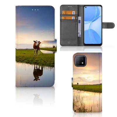 OPPO A73 5G | Telefoonhoesje | Met pasjeshouder | Koe