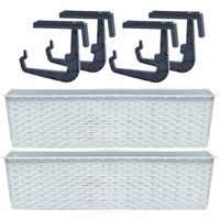 2x Witte Balkon Reling Bakken/bloempotten 6,3 Liter - Plantenbakken - thumbnail