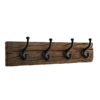 Kapstok Hout met 4 metalen Haken 55 cm - Bruin