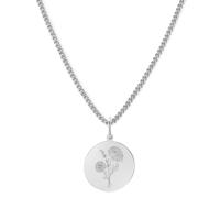 Gegraveerde geboortebloem ketting - Stainless steel - Zilver - September - aster