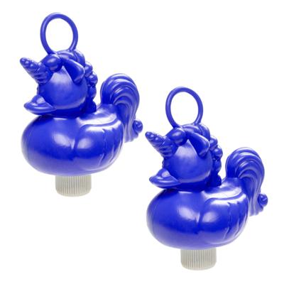 Duckiez eenhoorn badeendje badspeelgoed - 6x - blauw - 12 x 6 cm - Met oogje voor het hengelspel