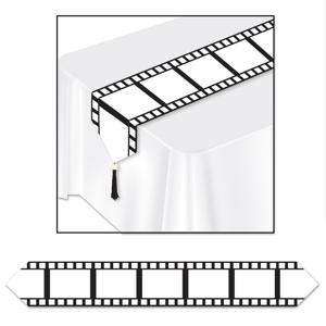 Filmstrip thema tafelloper - Hollywood thema - papier/plastic - 28 x 183 cm - versiering