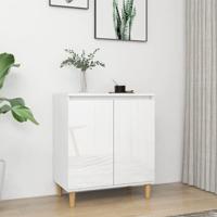 Dressoir met houten poten 60x35x70 cm spaanplaat hoogglans wit