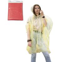 Regenponcho - rood transparant - wegwerp - voor volwassenen - one size fitts all - capuchon