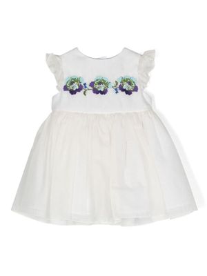 ETRO KIDS robe volantée à motif floral brodé - Blanc