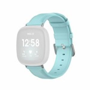 Fitbit Versa 3/4 & Sense 1/2 leren bandje - Lichtblauw