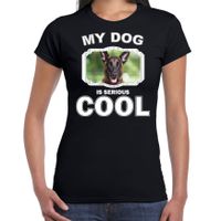 Mechelse herder honden t-shirt my dog is serious cool zwart voor dames - thumbnail