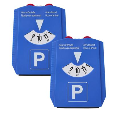 Set van 2x stuks Luxe blauwe parkeerschijf met krabber