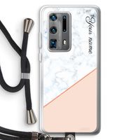 Marmer in stijl: Huawei P40 Pro Plus Transparant Hoesje met koord