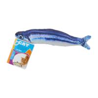 Kattenspeeltje - vis - knuffel - 19 cm - grijs - makreel - katten speelgoed