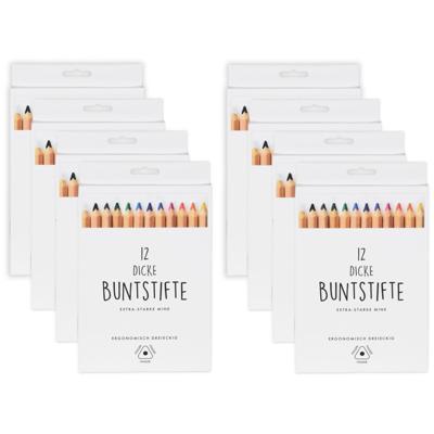 Dikke kleurpotloden - 8x - set van 12 stuks - hobby - knutselen - 17 cm