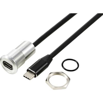 TRU COMPONENTS TC-13376324 USB 3.1-C ® bus/stekker 1 m kabel zilver 1 stuk(s)