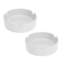 Excellent Houseware Asbak - 2x - wit - porselein - 10 cm - Binnen/buiten gebruik