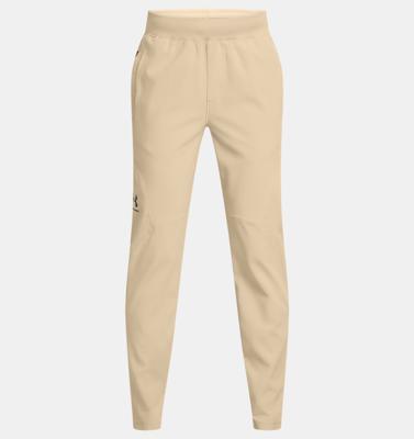 Under Armour Unstoppable Tapered Trainingsbroek Kids Beige - Maat 140 - Kleur: Beige | Soccerfanshop
