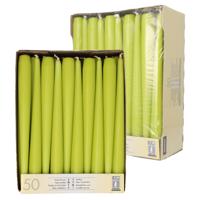 Dinerkaarsen/kandelaarkaarsen Mega pack - 100x stuks - lime groen - Gotisch - 25 cm