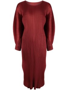 Pleats Please Issey Miyake robe mi-longue November à plis - Rouge