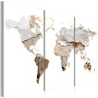 Schilderij - Wereldkaart , Continenten van Beton , 3 luik - thumbnail