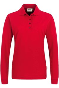 HAKRO 215 Regular Fit Dames poloshirt met lange mouwen rood, Effen