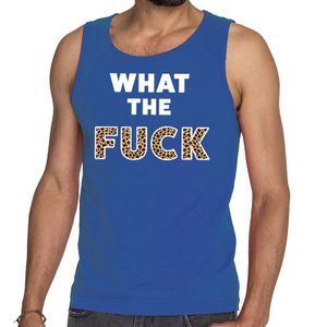 What the fuck tijgerprint tekst tanktop / mouwloos shirt blauw