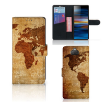 Sony Xperia 10 Plus Flip Cover Wereldkaart - thumbnail