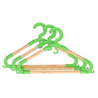 Storage Solutions kledinghangers voor kinderen - 3x - kunststof/hout - groen - Sterke kwaliteit - Kledinghangers - thumbnail
