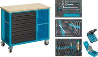 HAZET Werkbank - rijdend - Assistent 177W - assortiment 177W-7/169 - 169-delig - Laden, ondiep: 6 x 79 x 527 x 348 mm - Laden, diep: 1 x 164 x 527 x