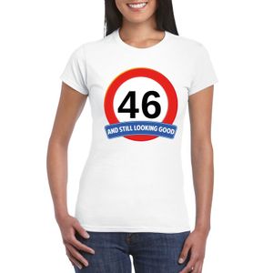 Verkeersbord 46 jaar t-shirt wit dames