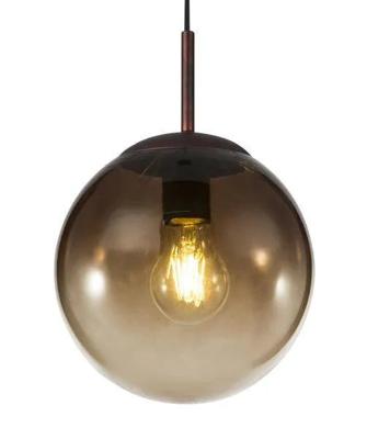 Hanglamp bol glas &apos;Varus&apos; metal Bruin - amberkleurige glazen