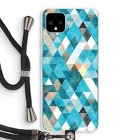Gekleurde driehoekjes blauw: Pixel 4 XL Transparant Hoesje met koord