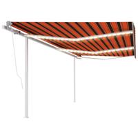 Luifel automatisch met LED en windsensor 6x3 m oranje en bruin
