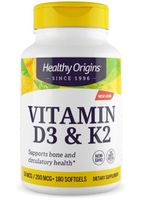 Vitamin D3 & K2, 50mcg/200mcg, 180 Softgels, Healthy Origins Vitamin D3 & K2, 50mcg/200mcg, 180 Softgels, Healthy Origins