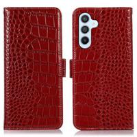 Samsung Galaxy S23 FE Crocodile Series Wallet Leren Hoesje met RFID - Rood