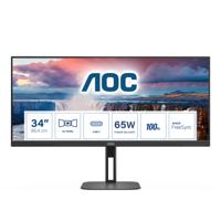AOC Value-Line U34V5C/BK LED-monitor Energielabel G (A - G) 86.4 cm (34 inch) 3440 x 1440 Pixel 21:9 4 ms HDMI, DisplayPort, USB 3.1 Gen 1, USB-C, - thumbnail