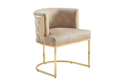 Stoel ELEGANCE fluweelbeige met goudkleurig roestvrijstalen frame - 47499