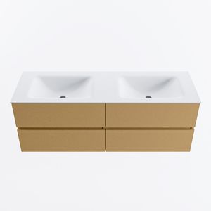 MONDIAZ VICA 140cm badmeubel onderkast Oro 4 lades. Wastafel CLOUD dubbel 2 kraangaten, kleur Talc.