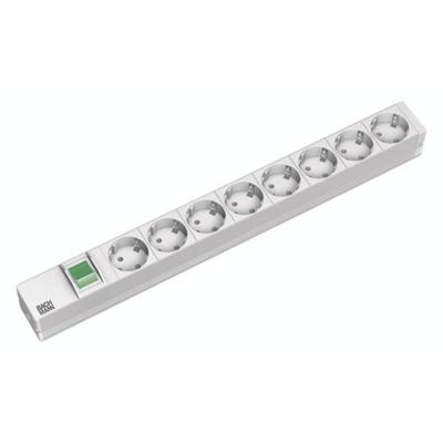 Bachmann 333.416 19 inch Stekkerdoos voor patchkast 1 HE Geaarde contactdoos Grijs