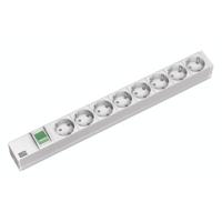 Bachmann 333.416 19 inch Stekkerdoos voor patchkast 1 HE Geaarde contactdoos Grijs