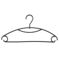 5Five Kledinghangers - 8x stuks - geribbeld kunststof - zwart - 40 x 20 cm