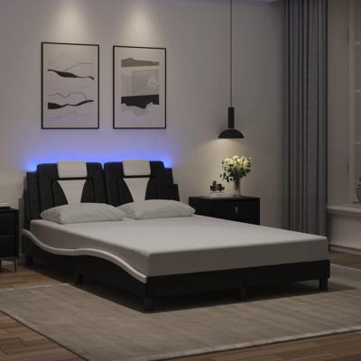 Bedframe met LED-verlichting kunstleer zwart en wit 120x200 cm