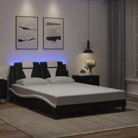 Bedframe met LED-verlichting kunstleer zwart en wit 120x200 cm