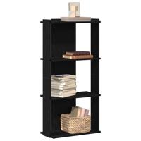 Boekenkast 3-laags 60x30x120 cm bewerkt hout zwart