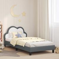 Bedframe voor kinderen met hoofdbord Lichtgrijs 90 x 200 cm PU