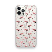 Flamingoprint groen: iPhone 12 Pro Max Transparant Hoesje