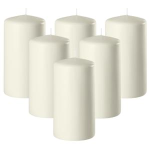 Enlightening Candles Cilinder/stompkaars - 6x - ivoor wit - D8 x H12 cm - 45 branduur