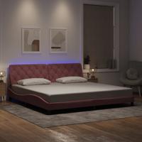 Bedframe met LED zonder matras fluweel roze 200x200 cm
