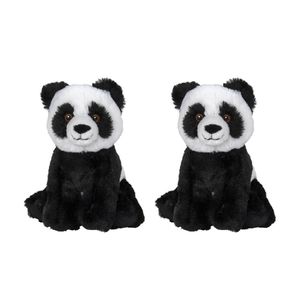 Set van 2x stuks pluche knuffel panda beer van 16 cm