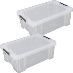 Allstore Opbergbox 15 liter transparant 2x stuks kunststof 47 x 30 x 17 cm - Opbergbox