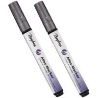 Rayher Marker stift - 2x - zilver - dikke punt - markeren - knutsel/hobby materiaal