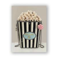 Glasschilderij - Chanel popcorn zwart wit - 60 x 80 cm